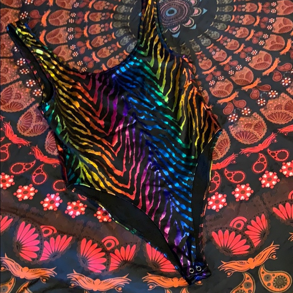 NWT F21 rainbow zebra Bodysuit
